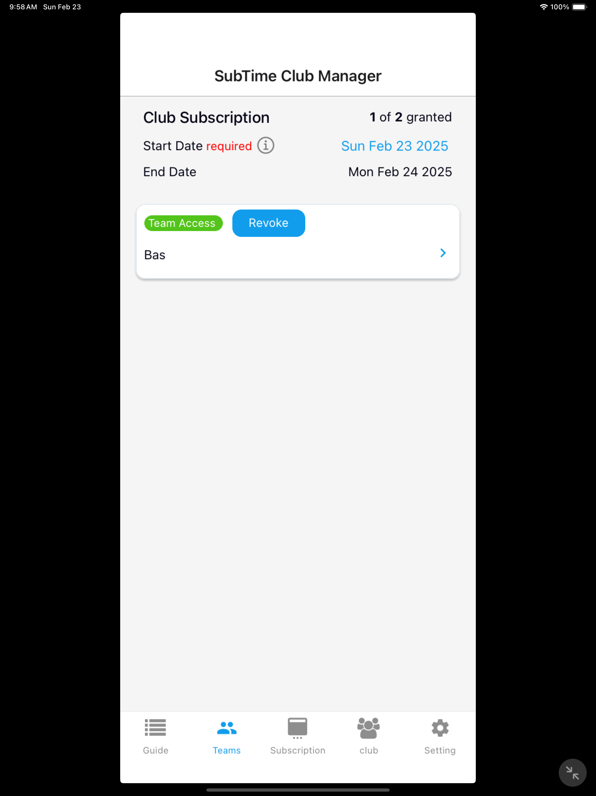 SubTime Club Manager