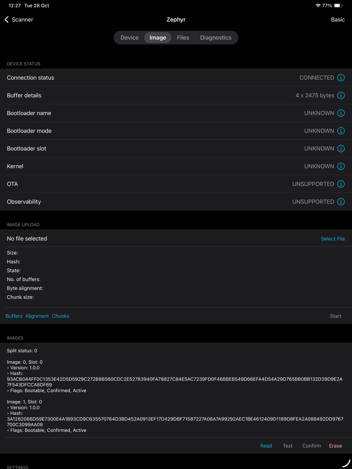 nRF Connect Device Manager ipad screenshot 4