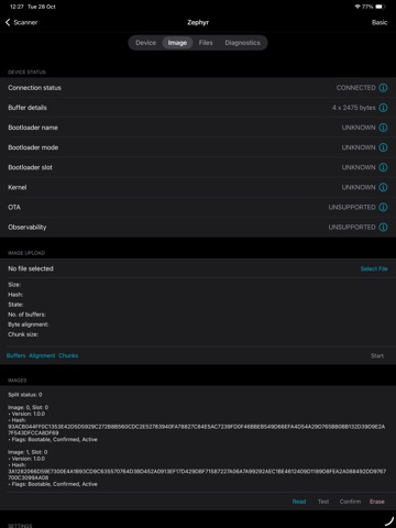 nRF Connect Device Manager iPad screenshot
