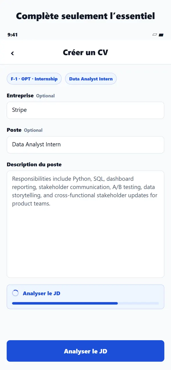 Screenshot #1 pour Créateur de CV F-1: USA