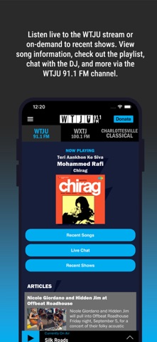 WTJU iPhone screenshot