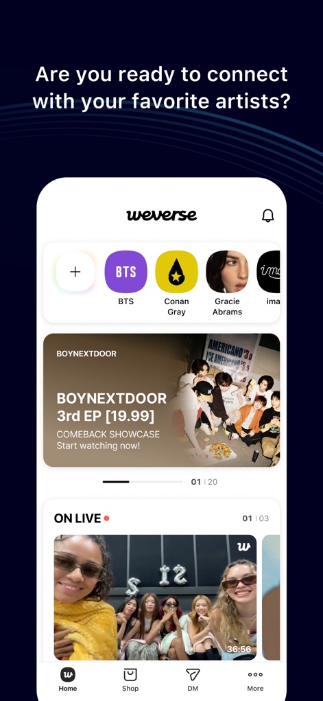 Weverse: Connect with Artists - Home Feed Overview