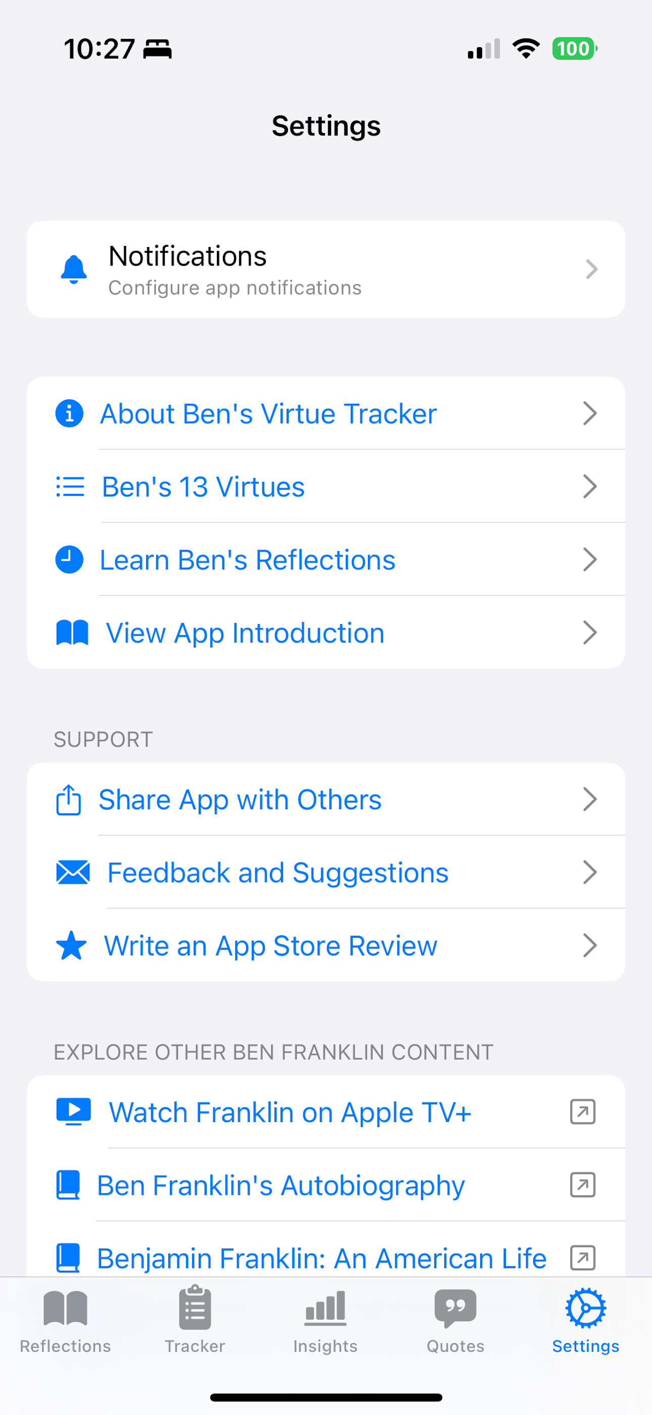 Ben Franklin Virtues & Journal