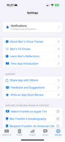 Ben Franklin Virtues & Journal screenshot