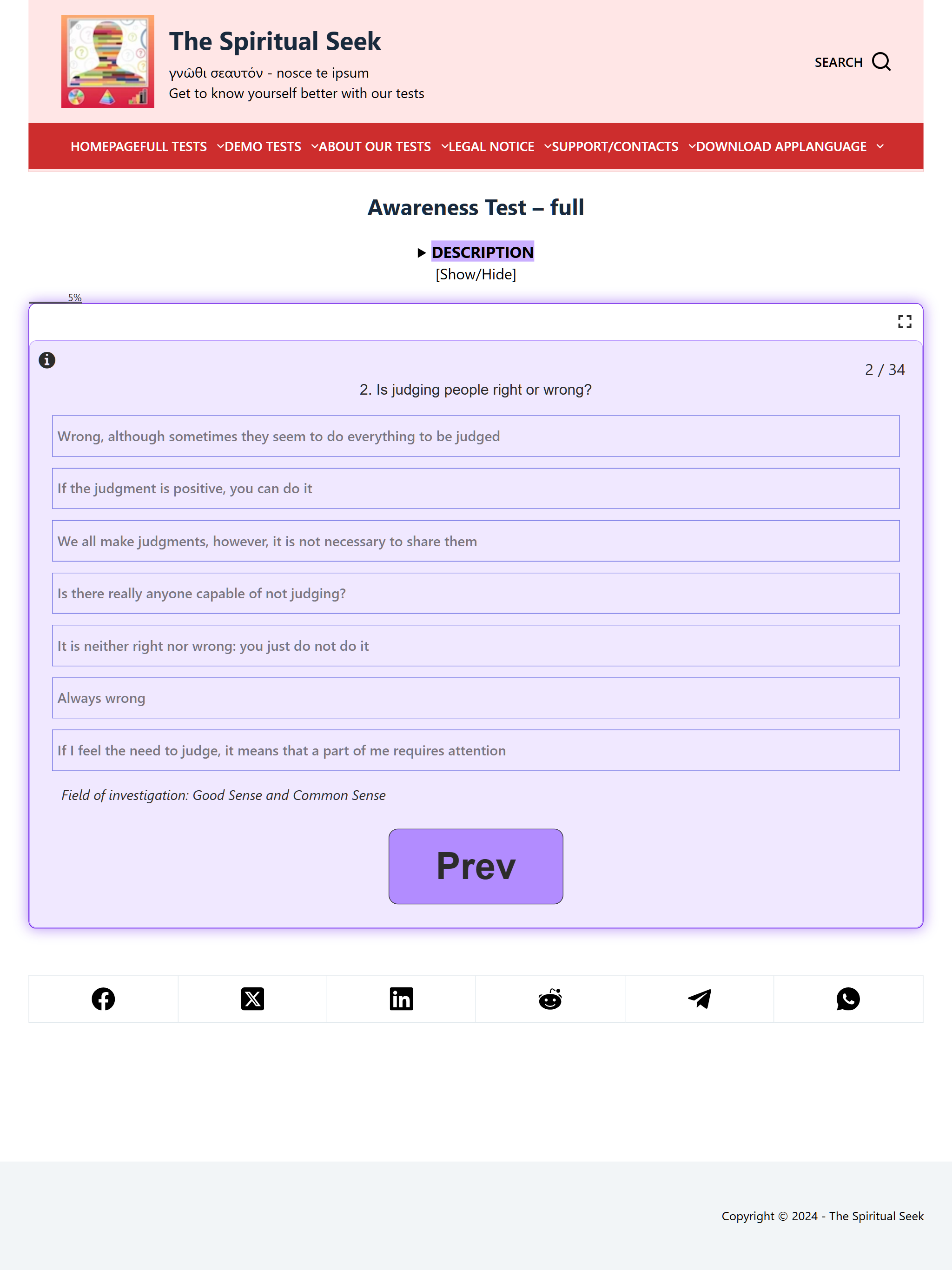 Spiritual Personality Tests