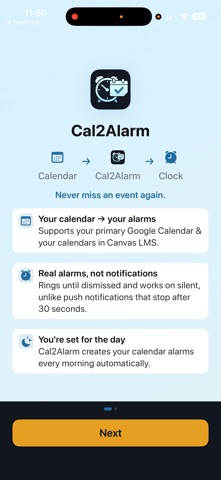 Cal2Alarm: Alarm from Calendar iPhone screenshot