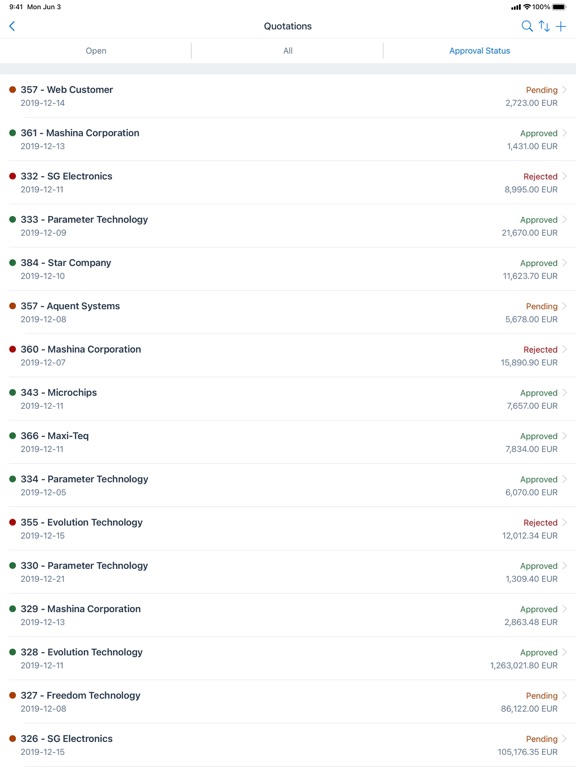 SAP Business One Sales iPad screenshot