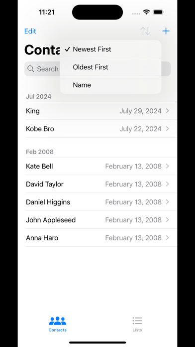 Recent contacts delete contact Screenshot