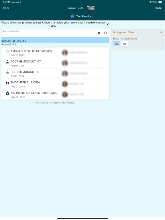 Luminis Health iPad screenshot 4 - Health & Fitness app