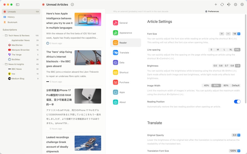 Follo - RSS Translation Reader Screenshot 7 of 10