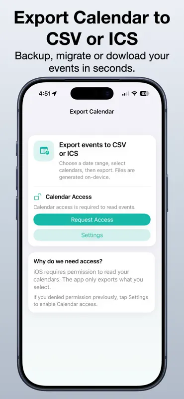 Export Calendar - CSV & ICS screenshot 1 of 4