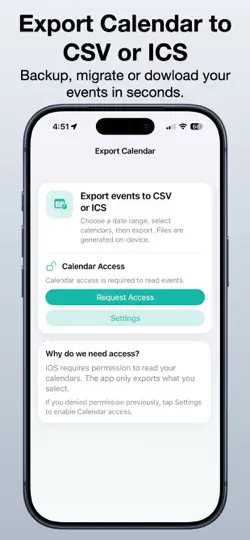 Screenshot von Export Calendar - CSV & ICS auf dem iPhone 1