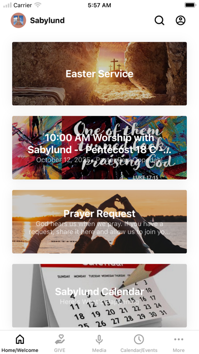 Sabylund Lutheran Church app screenshot