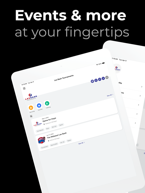 LaxBash Tournaments iPad screenshot 2 - Sports app