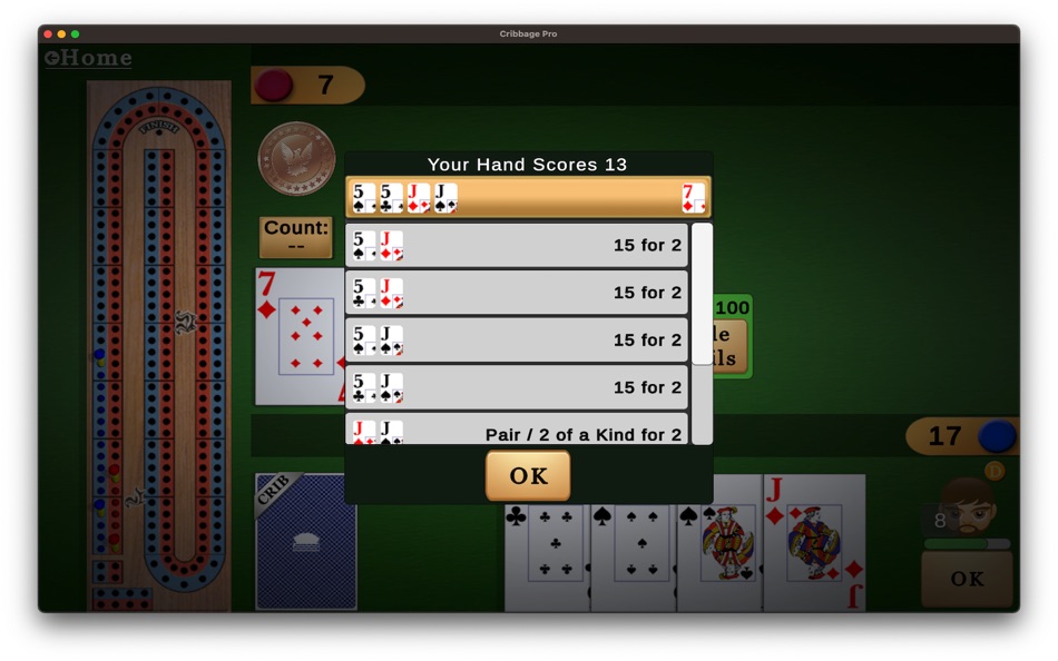#5. Cribbage Pro, Classic Cribbage (macOS) 由: Fuller Systems, Inc.
