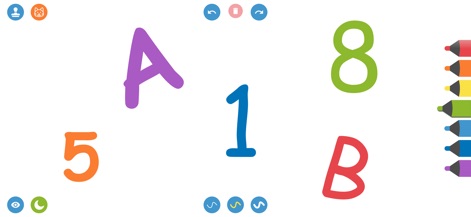 Drawing for Kids. Painting Pad - La aplicación apoya el aprendizaje temprano mediante la práctica de letras y números, presentados con trazos coloridos y llamativos para los pequeños artistas.