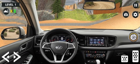 Offroad Prado Car Driving 2025 - Esta vista interior revela el panel de control detallado de un vehículo moderno, ofreciendo a los usuarios una inmersiva perspectiva de primera persona y una vista realista desde el parabrisas.