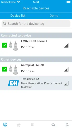 Endress+Hauser SmartBlue screenshot 1