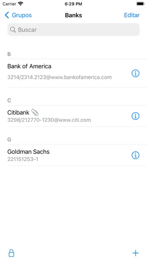 Captura de pantalla de PwSafe 2 - Password Safe en iPhone 2