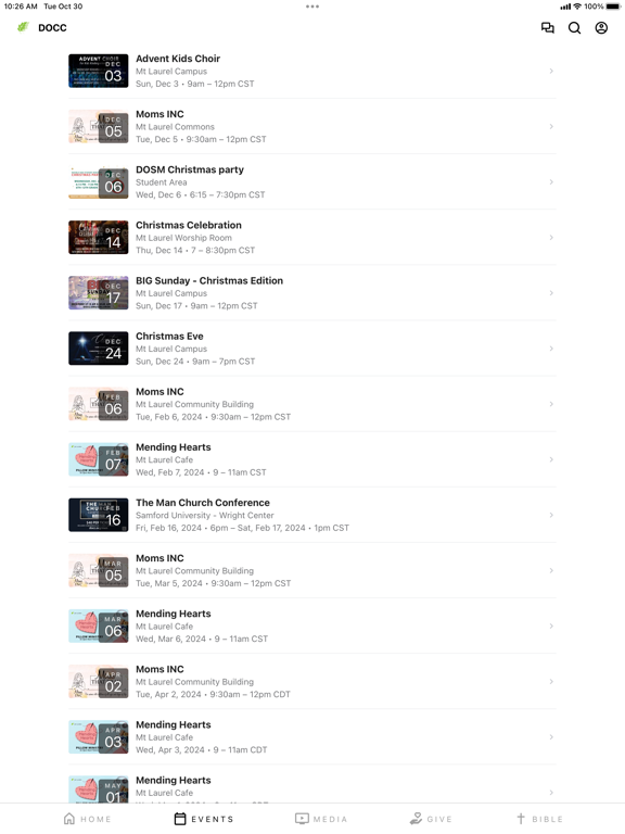 Double Oak Community Church ML iPad screenshot 2 - Education app