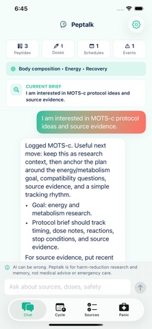 Peptalk Research Coach screenshot