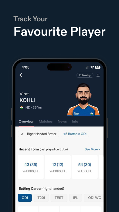 CREX - Just Cricket iPhone screenshot 6 - Sports app