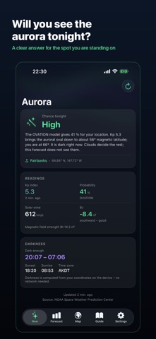 Aurora Alerts: Kp & Forecast Screenshot 1 of 5