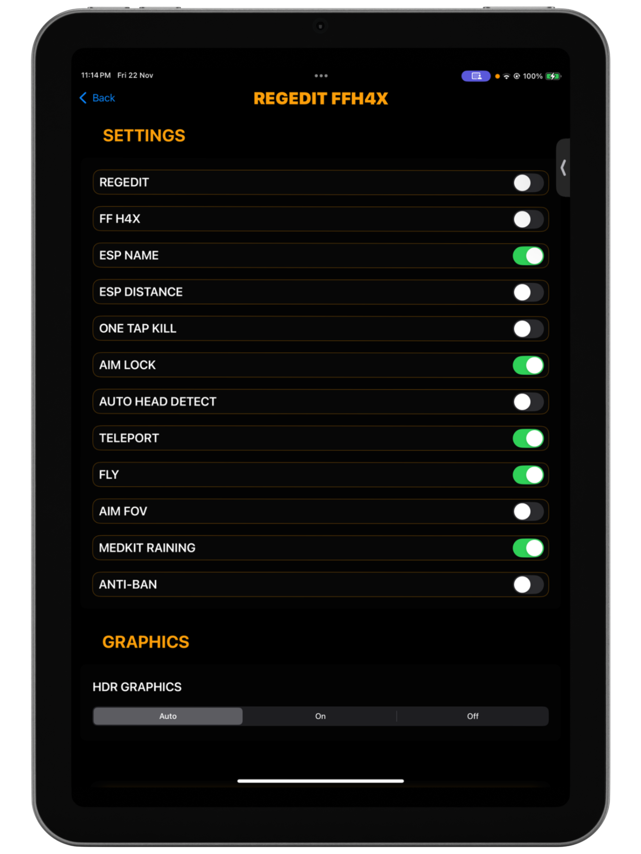 Regedit ffh4x vip mod menu