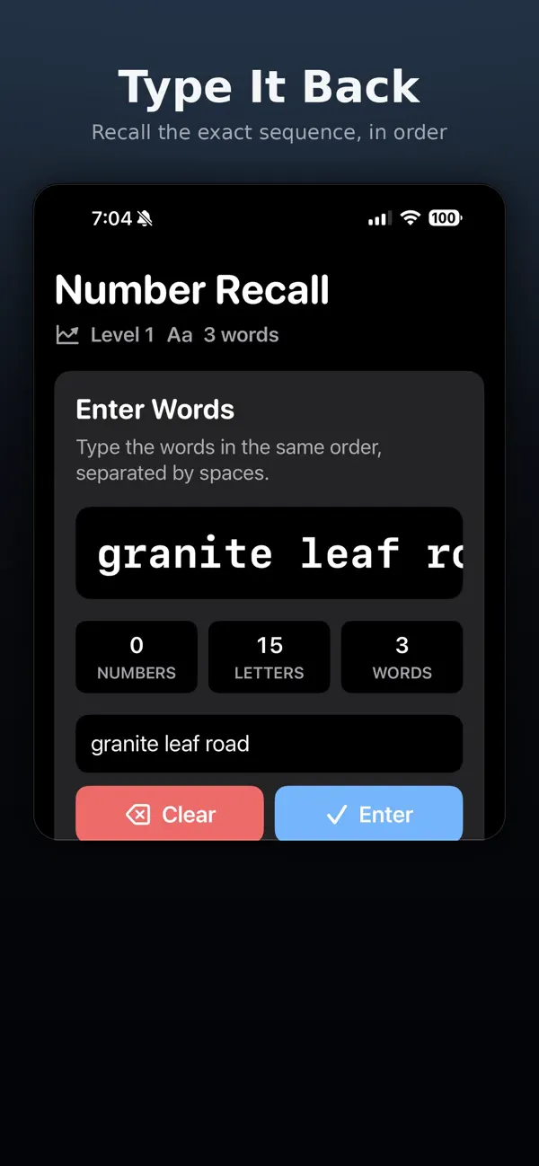 Screenshot #2 pour Number and word memory trainer