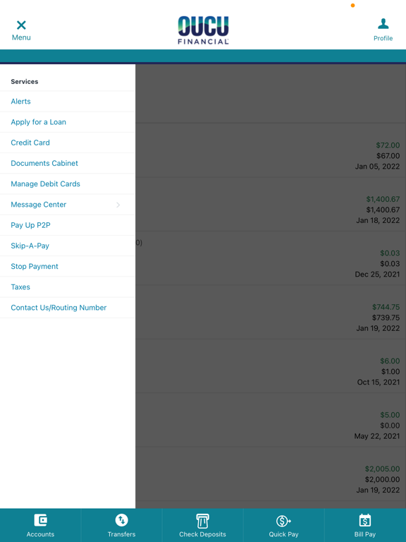 OUCU Financial Mobile iPad screenshot 4 - Finance app