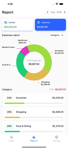 SpendWise Expenses Tracker iPhone screenshot