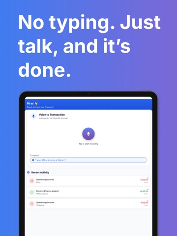 Vocash - AI Expense Tracker iPad screenshot