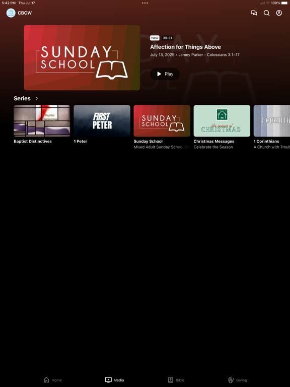 Calvary Baptist Church Warrior iPad screenshot 2 - Education app
