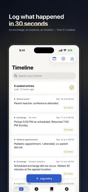 Plainfact: Custody & Kid Log screenshot 1
