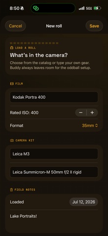 Film Buddy: Analog Suite iPhone screenshot