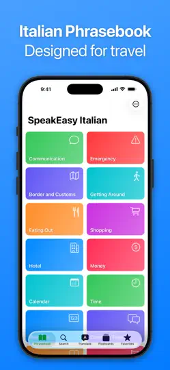 Captura de pantalla de SpeakEasy Italian Phrasebook en iPhone 1