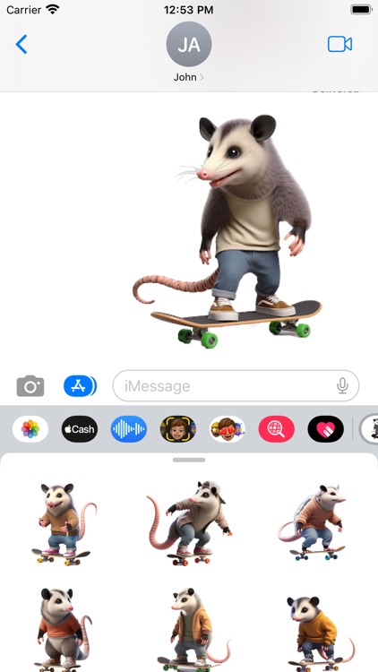 Skateboarding Opossum Stickers screenshot-4