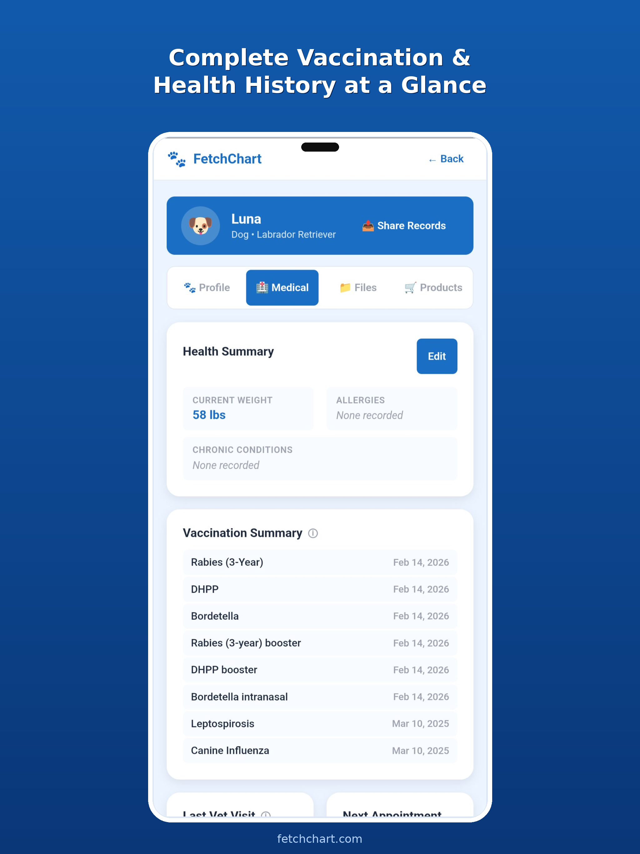FetchChart: Pet Health Records