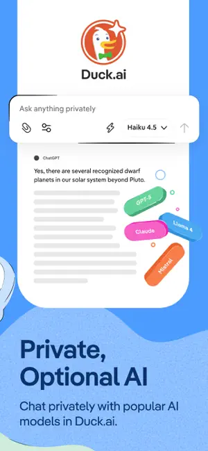 DuckDuckGo, optional Duck.ai screenshot 4