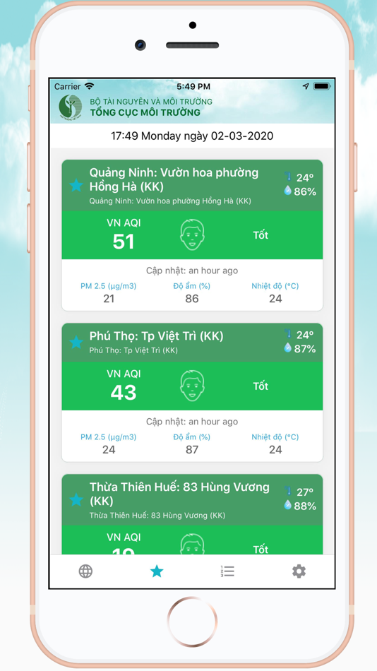 #2. VN Air (iOS) 由: NORTHEN CENTRE FOR ENVIRONMENTAL MONITORING -VIETNAM ENVIRONMENT ADMINISTRATION