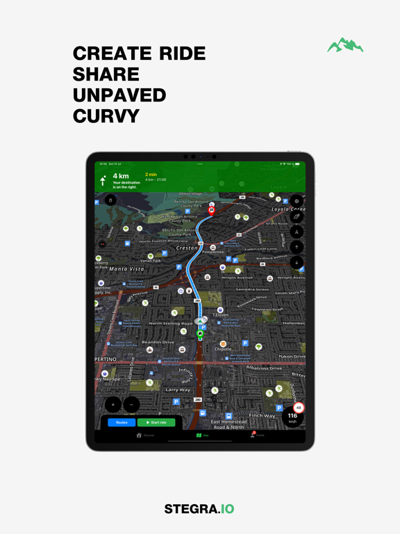Stegra.io - Motorcycle GPS iPad screenshot 1 - Navigation app