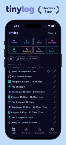 Tinylog: Baby Tracker App screenshot