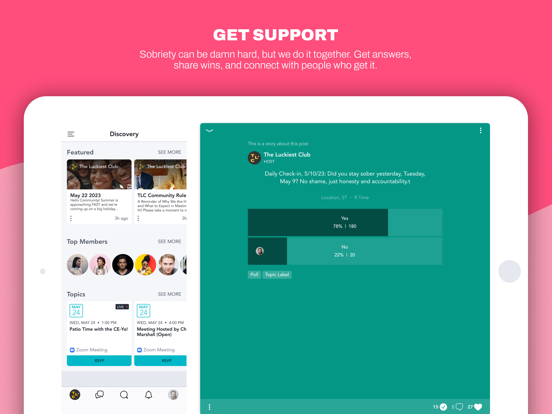 TLC: Sobriety Support iPad screenshot 4 - Social Networking app