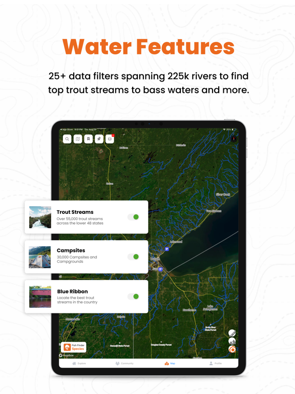 FlyFishFinder Fly Fishing Maps iPad screenshot 4 - Sports app