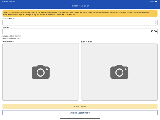 Banner Bank Mobile Banking App iPad screenshot 5 - Finance app