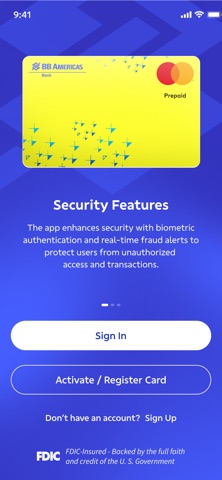 BB Americas Bank Prepaid Card iPhone screenshot