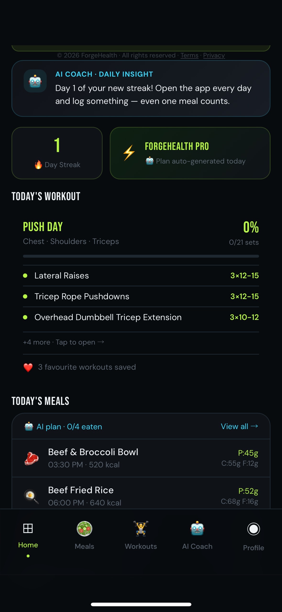 Screenshot 1 of ForgeHealth: Health & Fitness