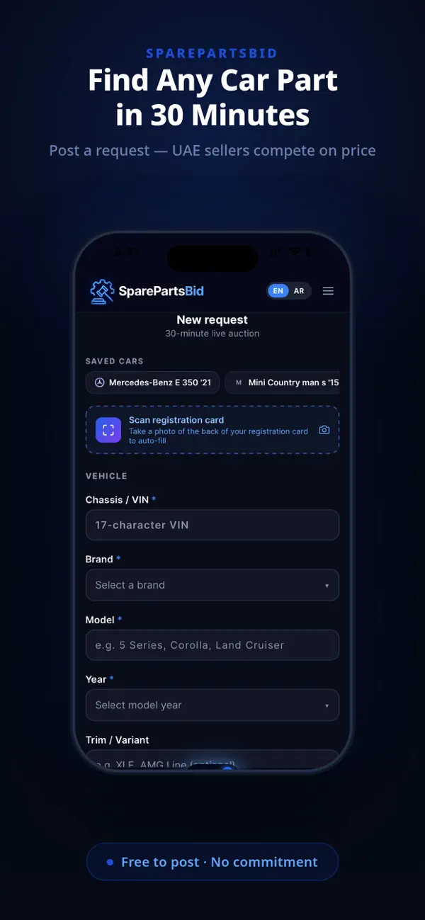 Screenshot #1 pour SparePartsBid — Car Parts UAE