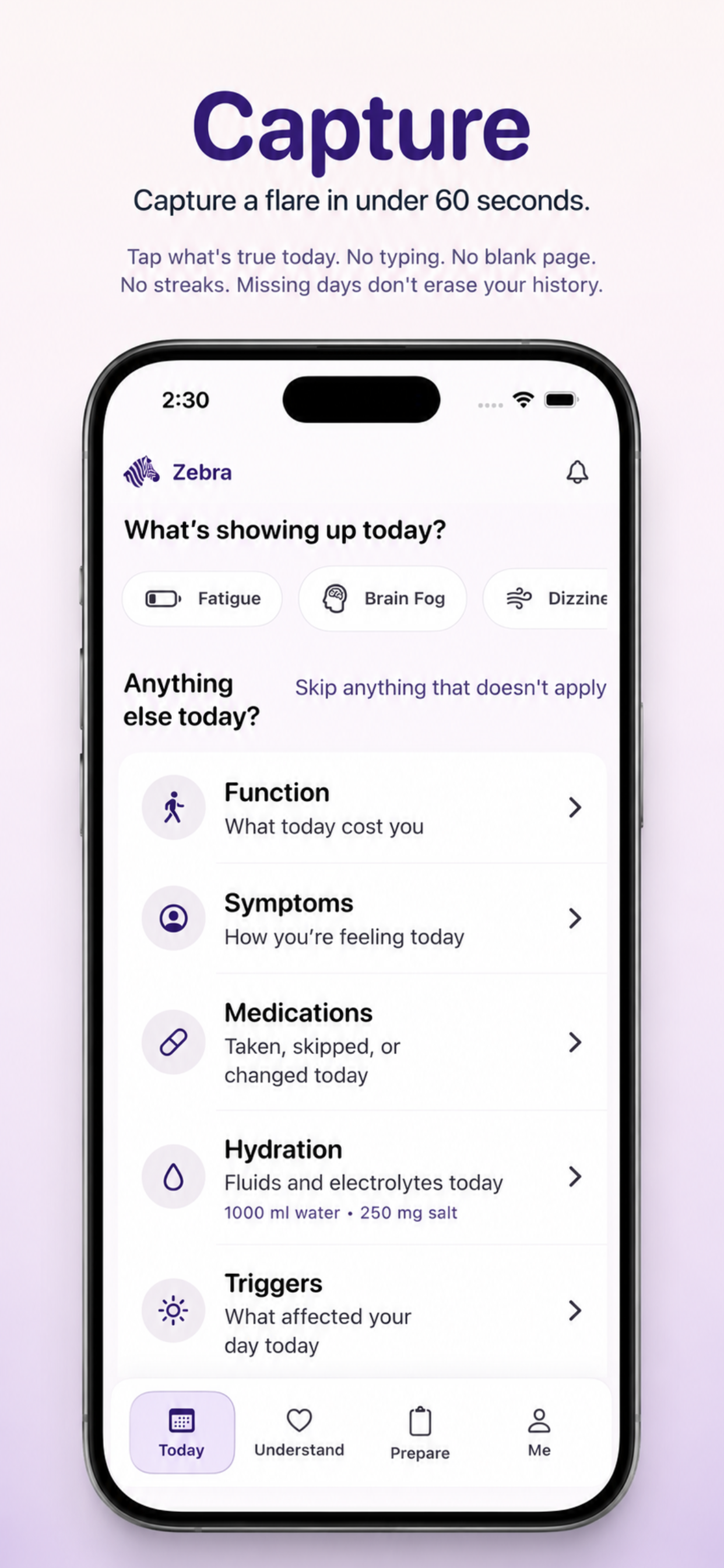 Zebra Symptom Tracker screenshot 2