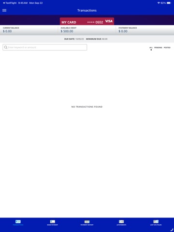 CFCU Visa iPad screenshot